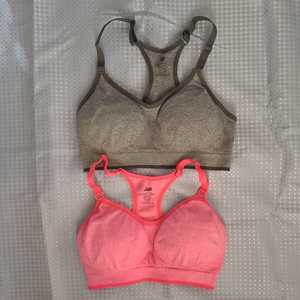 New Balance Gray and Pink Sports Bra Duo